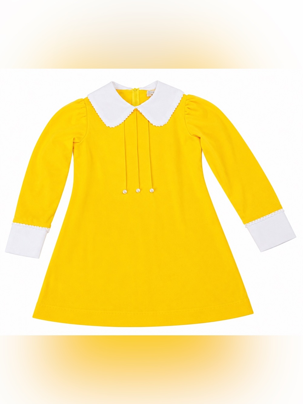 Vintage 70s Yellow Dress with White Peter Pan Collar